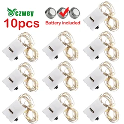 10pcs 1M 2M LED Fairy String Battery Operated copper wire Lights Smart Flashing Decoration Light Party Holiday Christmas Decor