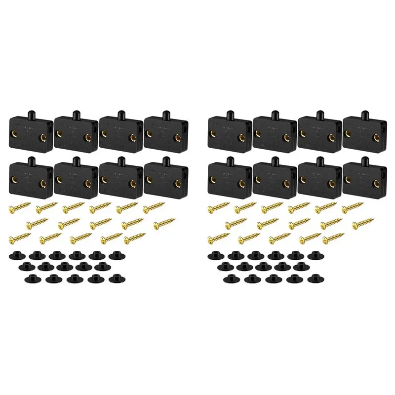 ABUL-16 Pieces Cabinet Lamp Switch Automatic Door Switch Contact Switch For Wardrobe Applicable To 12V 24V 110V(Black)