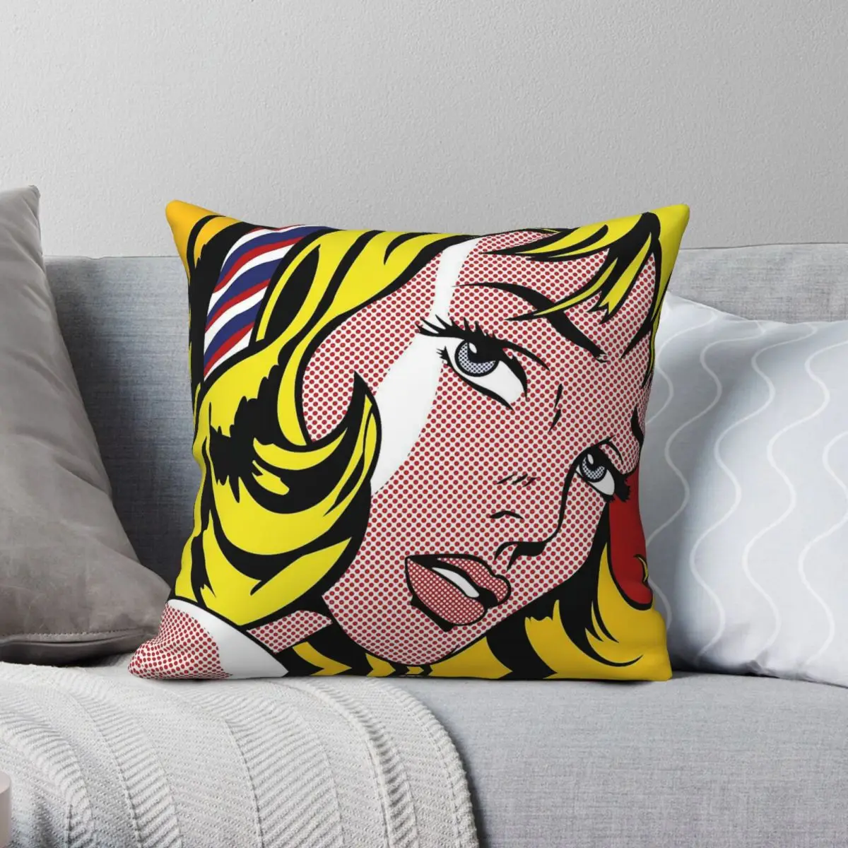 Pop Art Girl Square Pillowcase Polyester Linen Velvet Creative Zip Decor Home Cushion Cover