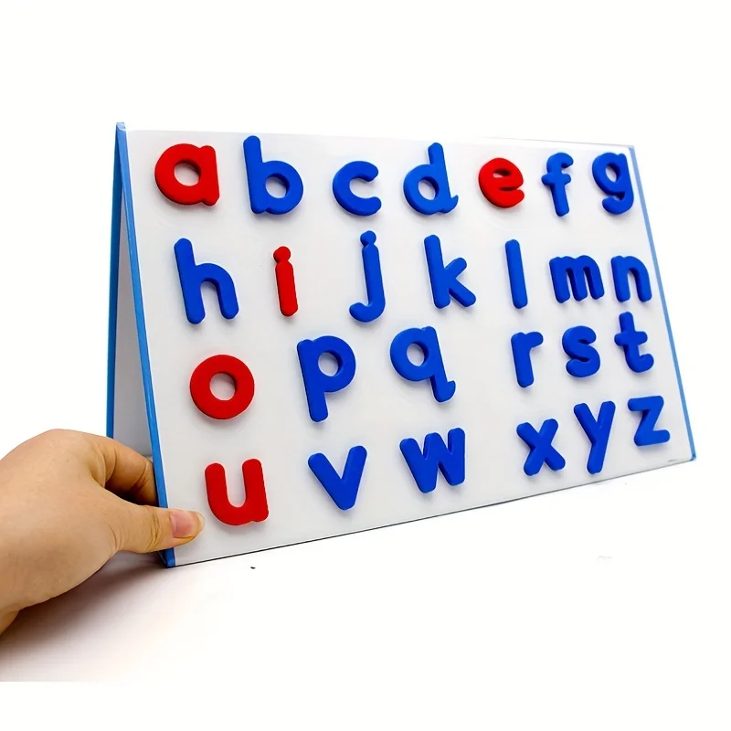Rode en blauwe Engelse letter magnetische stickers nummer koelkast magnetische stickers alfabet spelling educatief kinderspeelgoed