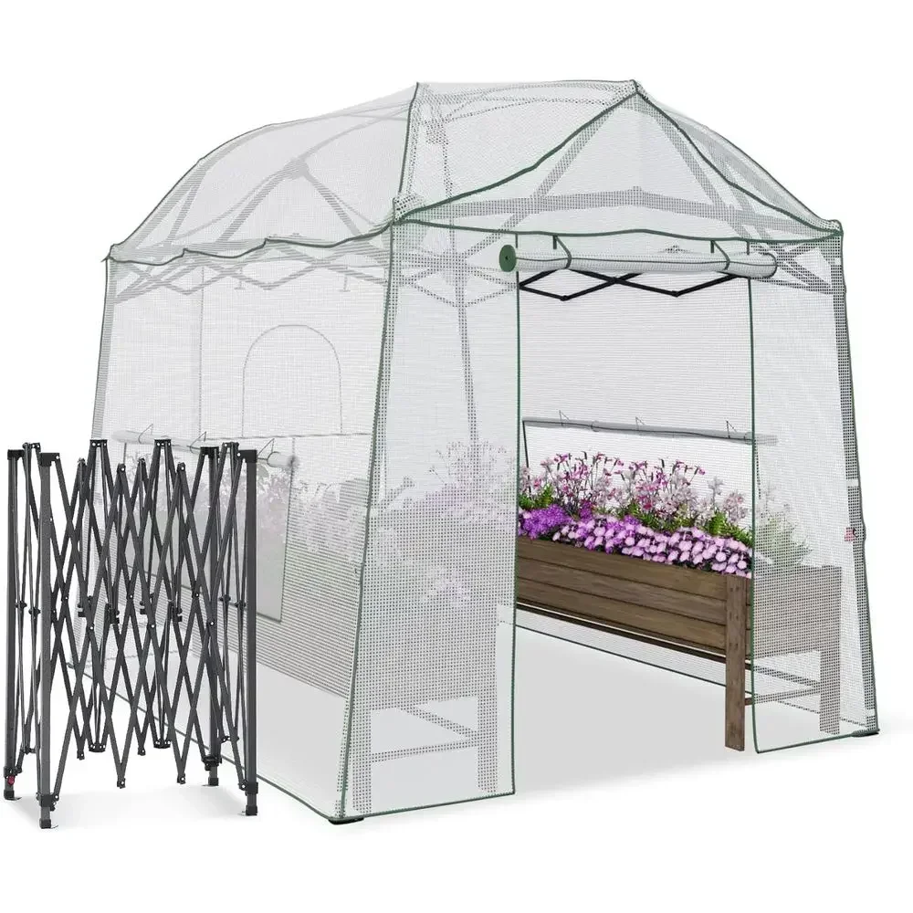 8.5ft x 7ft Walk-in Greenhouse, Portable Indoor/Outdoor Garden Greenhouse with Zippered Door, Shading Net, and Durable PE Cover