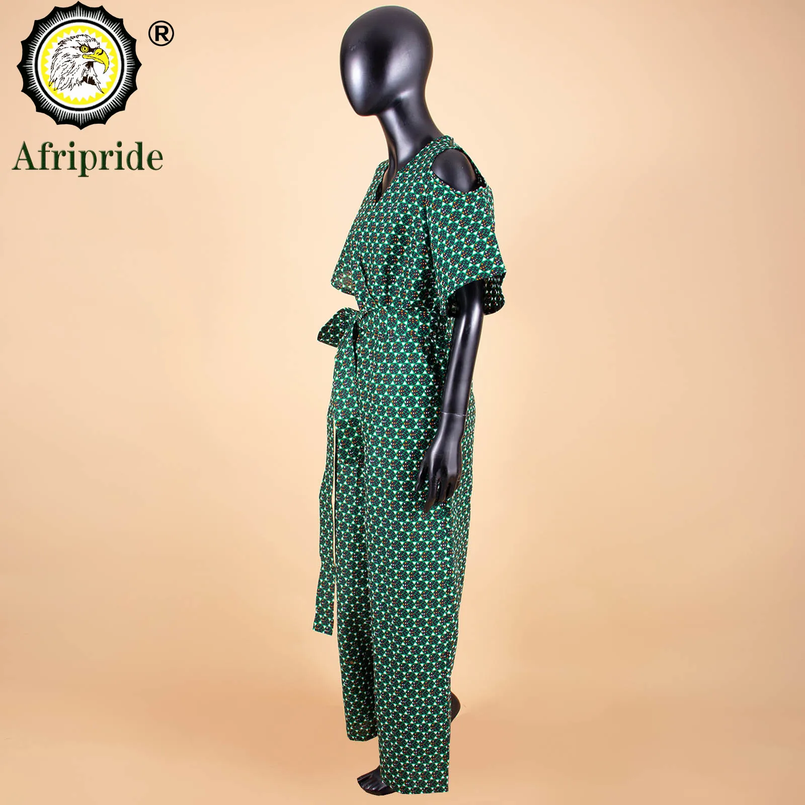 2026 AFRIPRIDE African Print Women Jumpsuit V-Neck spring Sexy Romper Wide Leg Pants African Ladies Jumpsuits Rompers S1929003