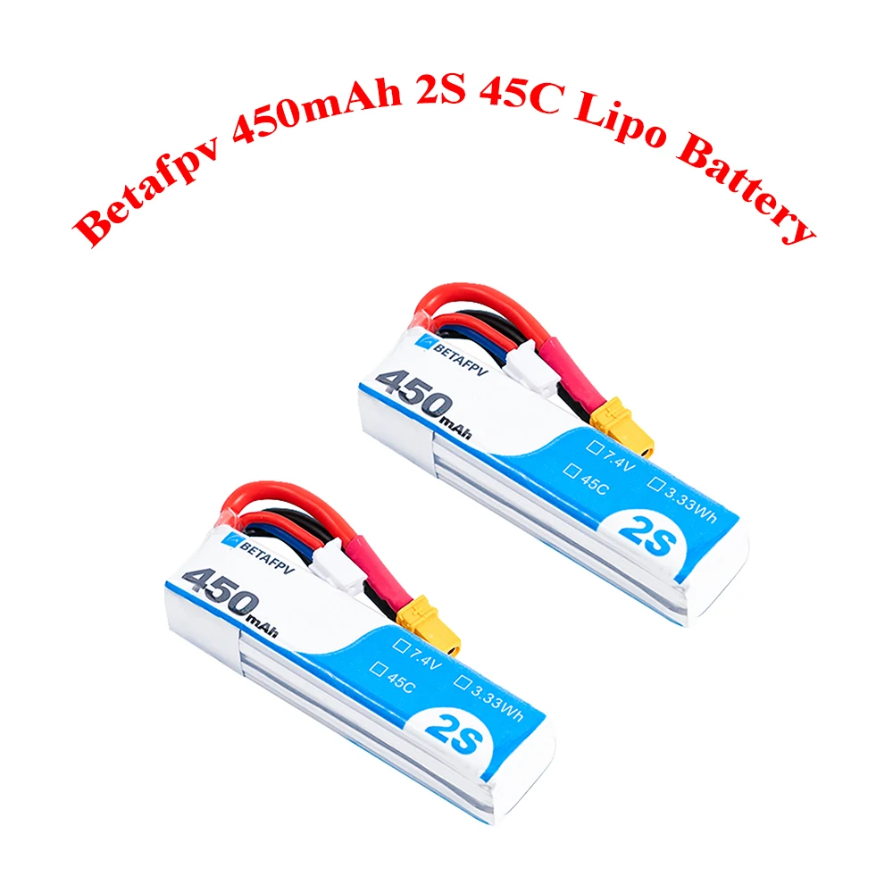 BETAFPV 450mAh 2S 45C LiPo Battery, Compatible with Meteor85, Meteor85 HD, Beta75X, Mobula 7&Other 2S Brushless Whoop FPV Drones