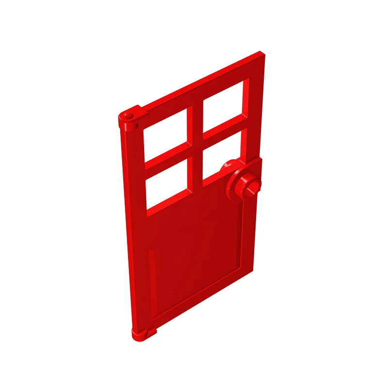 MOC PARTS GDS-876 Door 1 x 4 x 6 with 4 Panes and Stud Handle compatible with lego 60623 Assembles Building Blocks Tech toys