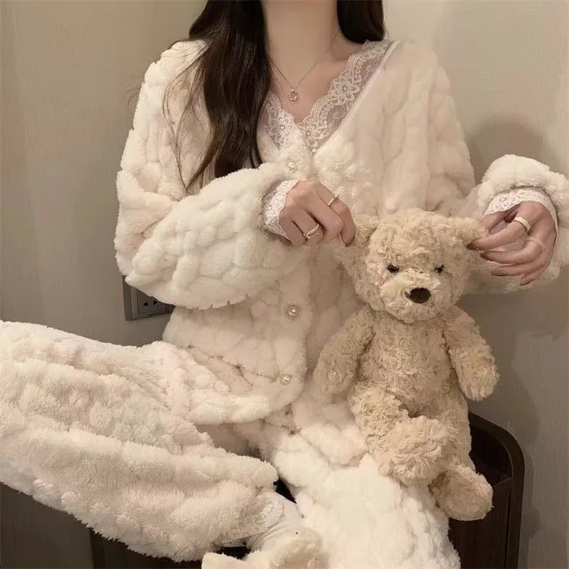 

Women's Clothing Pajamas Winter Thicken Keep Warm Suit At Home Outdoors Comfortable Sleep Ventilate Cute Exquisite Fashion