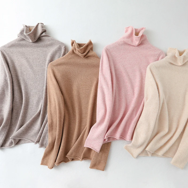 2025 outono/inverno camisola feminina gola alta camisola de caxemira pulôver de malha de lã feminina manga longa camisa de fundo fino tamanho grande