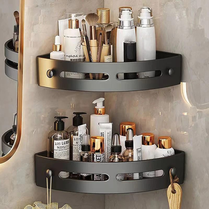 1 PC Bathroom Shelves Corner Shower Shelf ABS Wall Mount Shampoo Storage Rack Holders No Drill Kitchen Bathroom Accessories