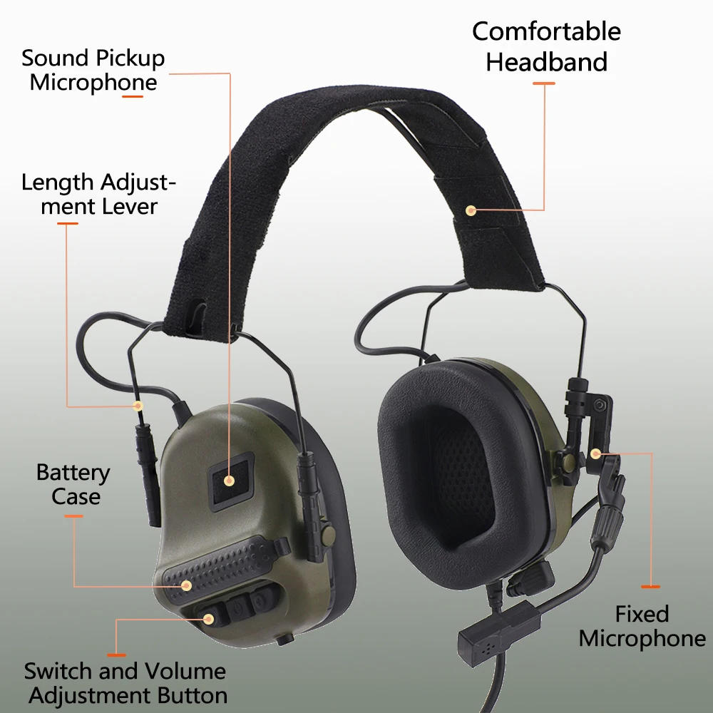 Active Shooting Earmuffs F10 Hunting Hearing Protection Headset NRR 22dB Tactical Communication Headphone