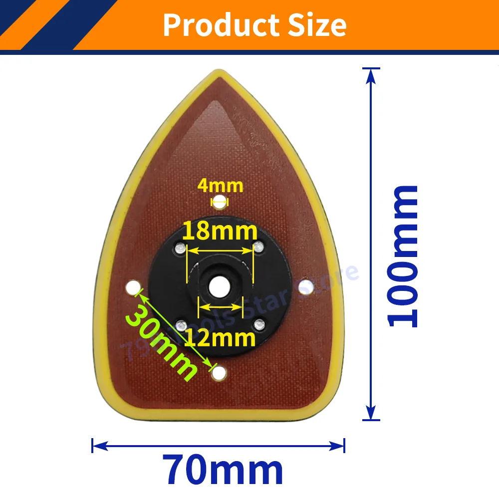 1pc 70*100mm Dreieck-Schleif-Backup-Pad mit Eisenplatten-Schleifer-Stütz kissen Polier-Elektro werkzeug zubehör für Autos chönheit