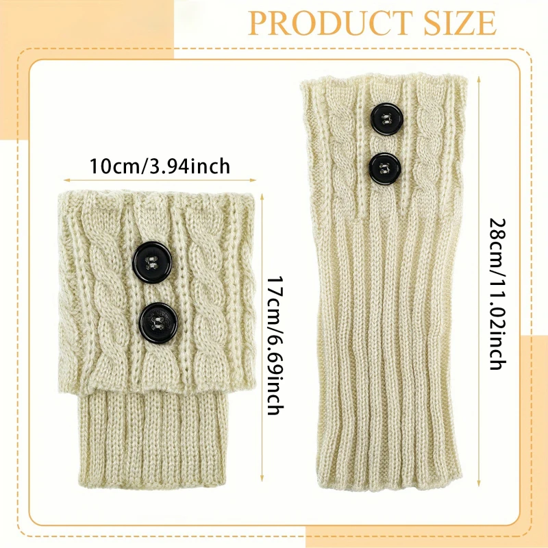 Fried Dough Twists Wool Socks Solid Color Women Crochet Boot Leg Warmers Boot Cover Keep Warm Socks Boot Toppers Gaiters