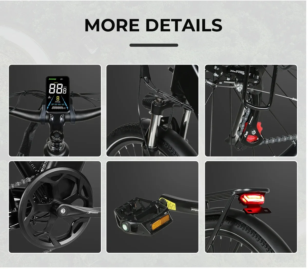SAMEBIKE RS-A01PRO E-Bike 500W Motor 36V15AH Lithium-Akku Mechanische Scheibenbremsen Elektrofahrrad 26-Zoll-Reifen Elektrofahrrad – Detail 16
