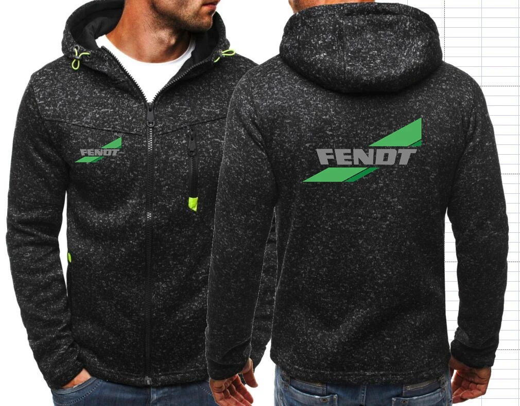 Fendt Agricultural Farming Tractors Men\'s Hoodies Sweatshirts Jacquard Hoodie Jackets Fleece Men Hooded Zipper Sweatshirt