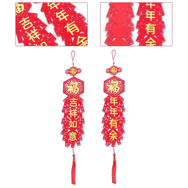 1 Pair Chinese Spring Festival Knot Fu Hanging Decor Couplet Lucky Oriental Pendant Ornaments New Year