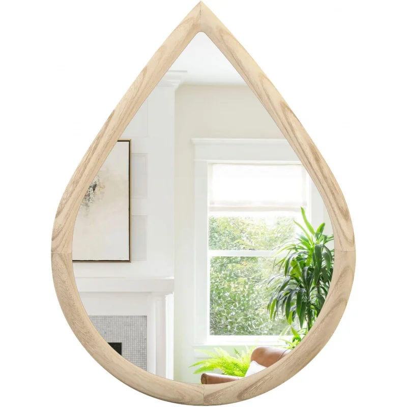 

Teardrop Mirror Small Natural Wood Framed Wall Hanging Mirror Irregular Mirrors Wall Decorative Farmhouse Bedroom Bathroom E