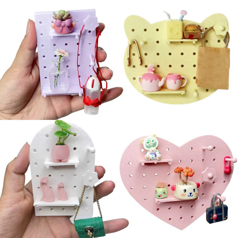 1:12 Dollhouse Perfboard Pegboard DIY Wall Storage Rack Dollhouse Miniature Furniture Decoration Life Scene Decor Accessories