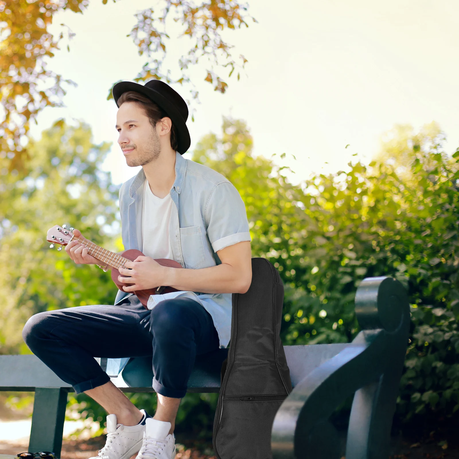 

1Pcs Fashionable Ukulele Bag Excellent Workmanship Fine Details Black Portable Ukulele Bag Musical Instrument Pouch