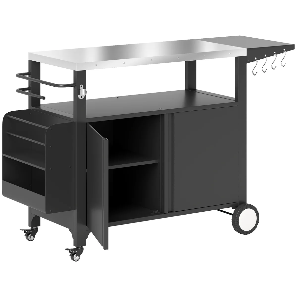 

Camping Cart Grill Cart Silver and Black