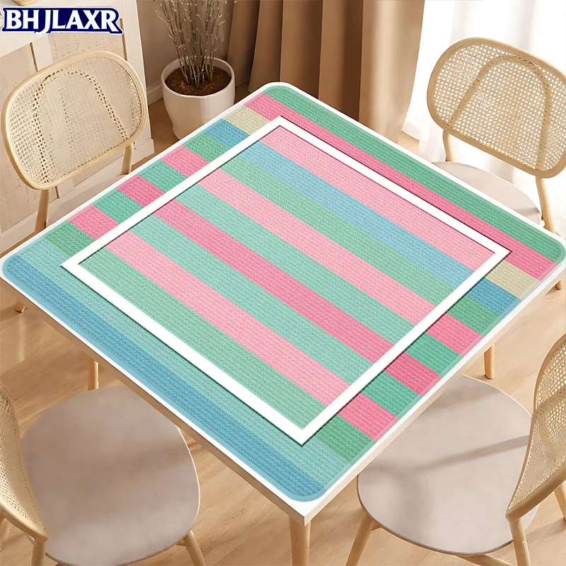 VIKAMA Pink Striped Gaming Table Mat, Sound-Absorbing And Wear-Resistant Color Block Carpet, Anti Slip Carpet, Home Decoration