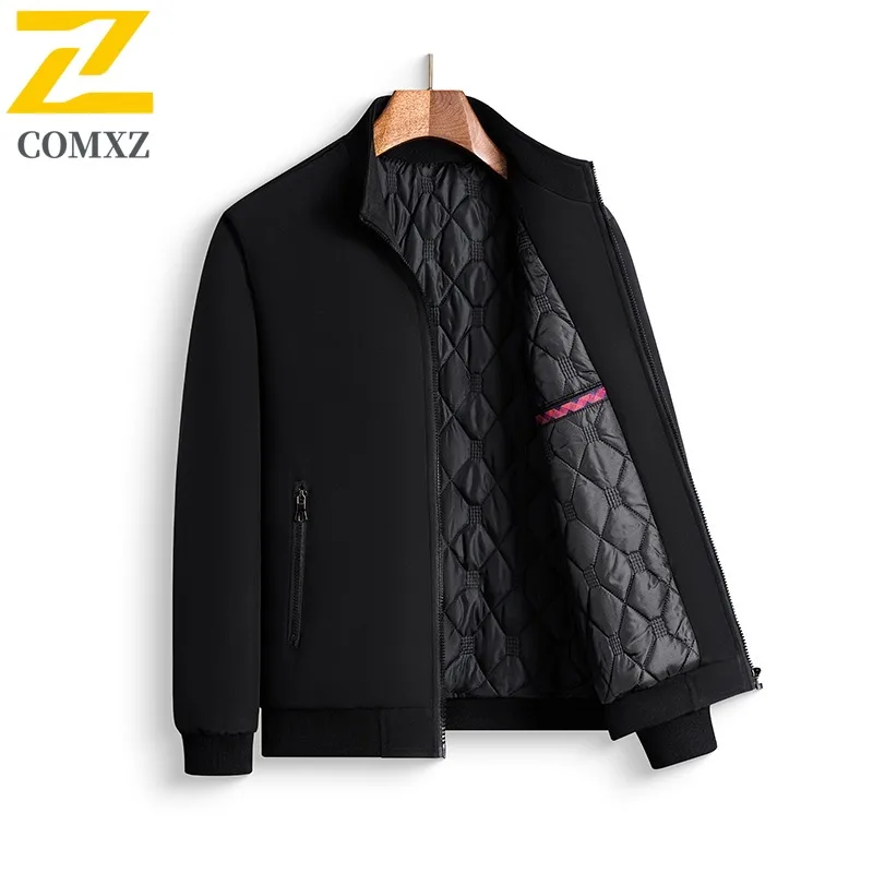 COMXZ 2025 Heren verdikte fleece jas met opstaande kraag Winter Amerikaanse stijl Plus size Casual buitensport Winddichte werkkleding jas