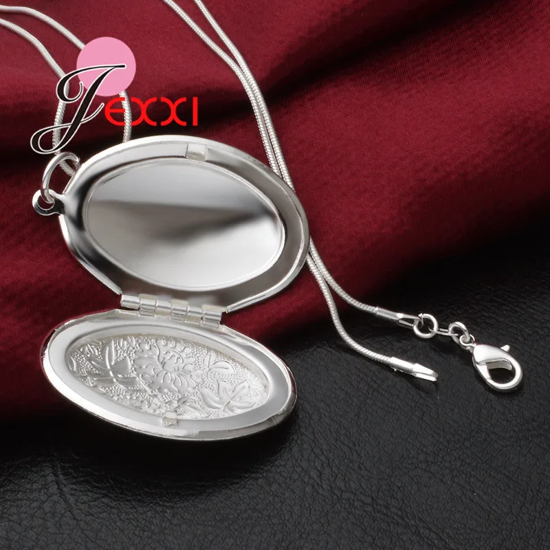 Vintage Photo Locket Necklace 925 Sterling Silver Jewelry Pendant Necklace Women Gift Free Shipping