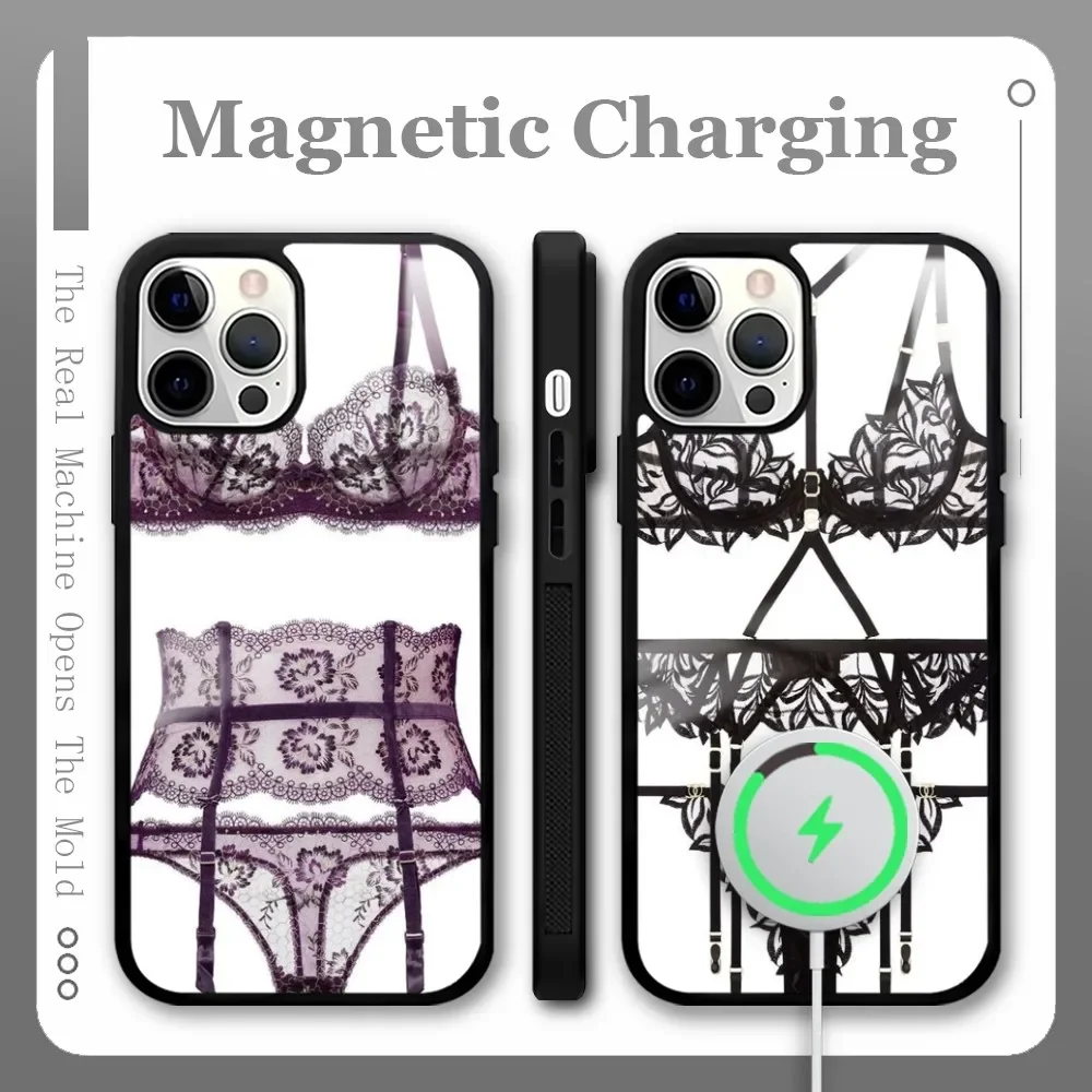 Underwear Sexy Funny Pattern Phone Case For IPhone 16 15 14 13 Pro Max Plus Mini Magsafe Mirror Wireless Magnetic Cover