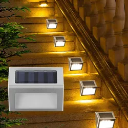 Luces LED solares impermeables para escaleras, lámpara de valla de paso para exteriores, camino de cubierta, patio de jardín, 6 LED