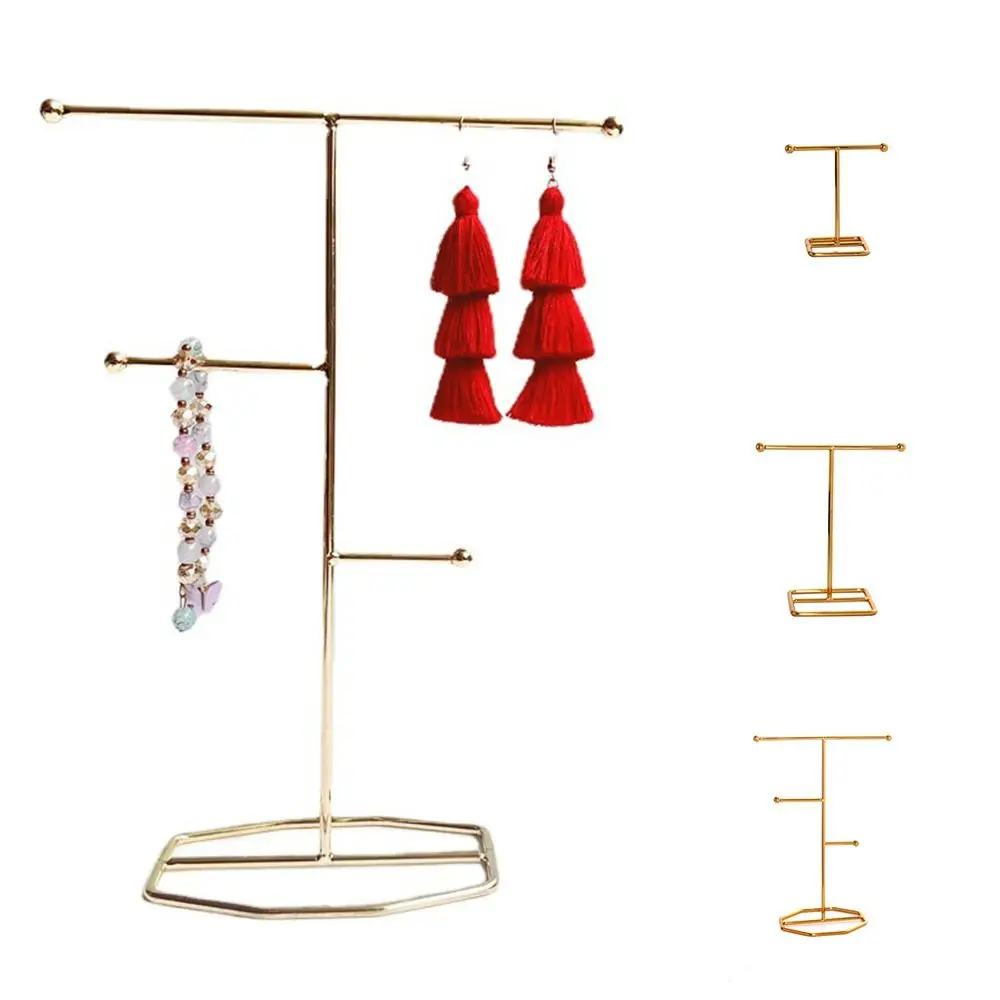 

Vintage Fashion Accessories Jewelry Display Stand Alloy T-Shape Earring Storage Rack Earring Hanger Girls