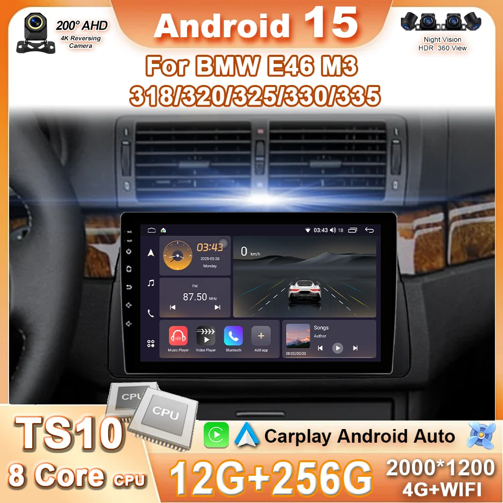

Android 15 Car Radio Stereo For BMW E46 M3 1998-2006 Auto Multimedia Video Player 4G WIFI GPS Navigation Carplay Head Unit 2DIN