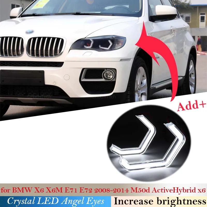 

for BMW X6 X6M E71 E72 M50d ActiveHybrid x6 Car Crystal Day light Ultra Bright Concept M4 Iconic Style LED Angel Eyes Halo Rings