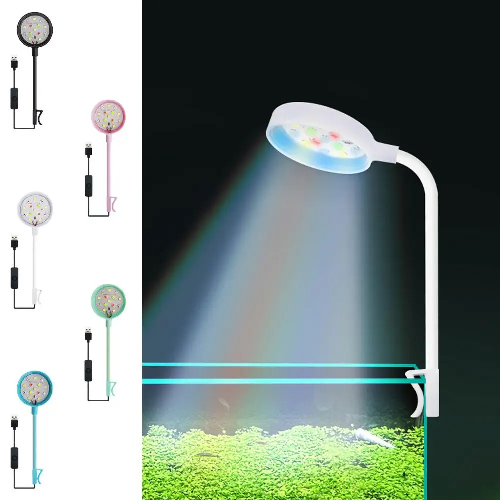 미니 어항 조명 LED 조명 방수 USB 360 도 회전 에너지 절약 클립 디자인, 어항 수족관 W0L2 