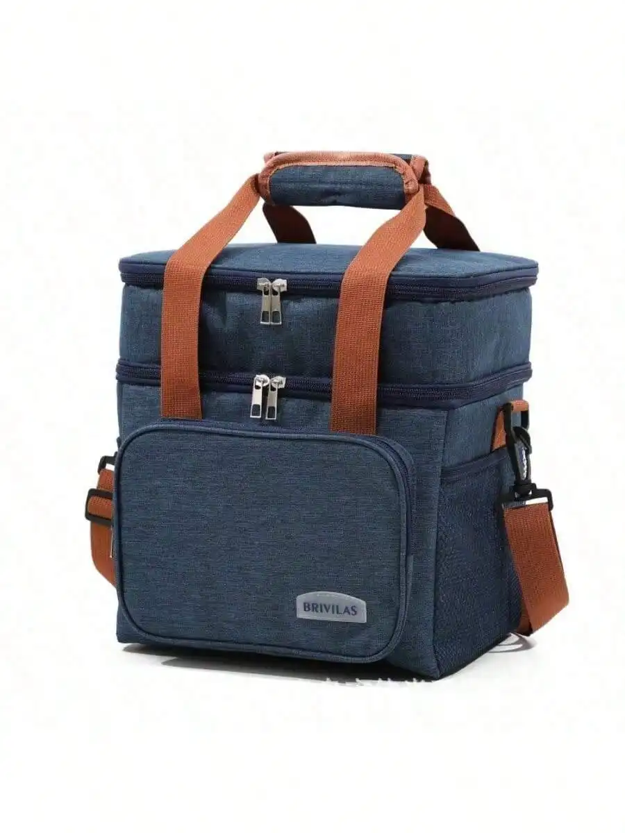 حقيبة غداء معزولة مقاومة للتسرب بطبقة مزدوجة، مقصورات مستقلة لعمال المكاتب الطلابية