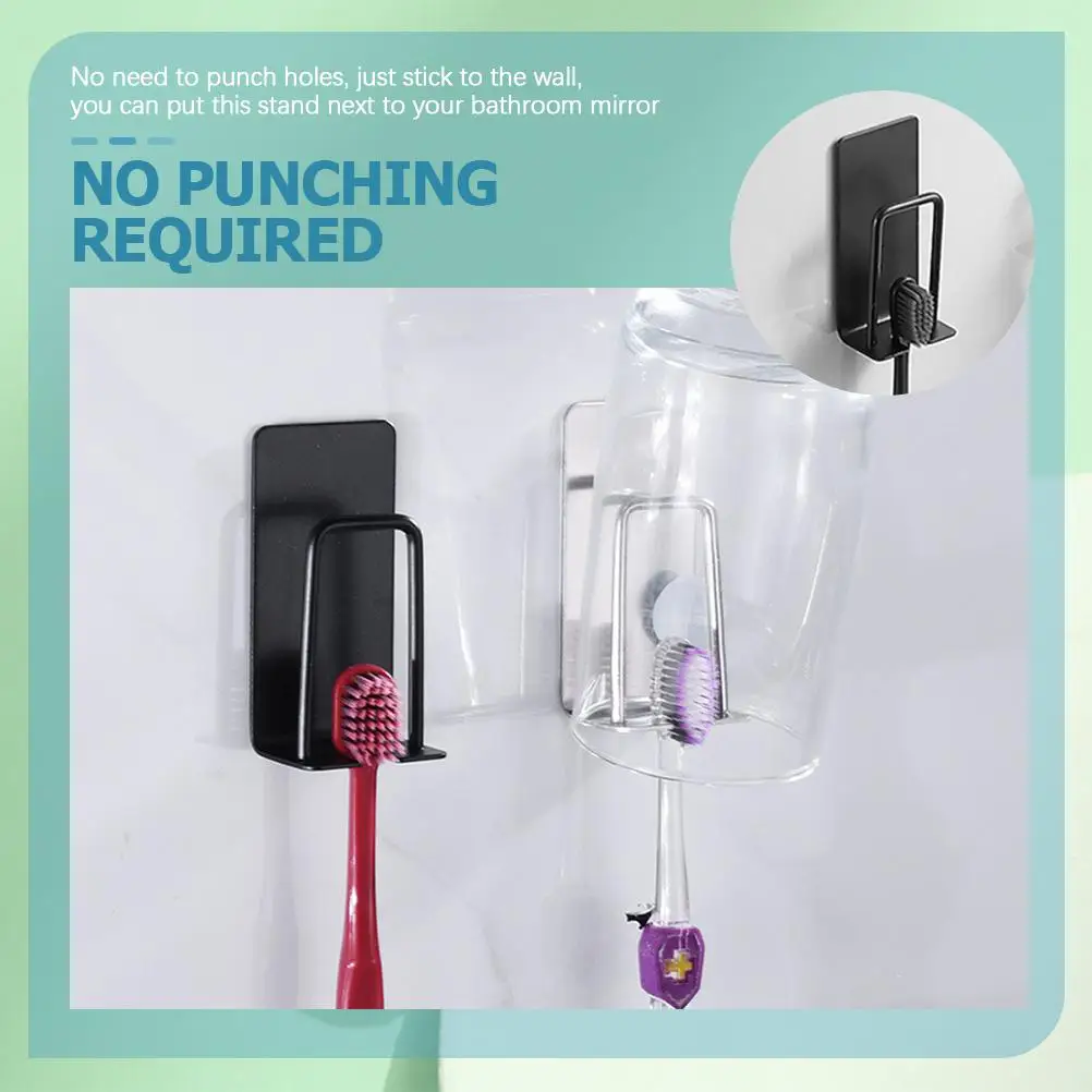 Soporte para cepillos de dientes, estante de acero inoxidable montado en la pared, colgante para baño, almacenamiento eléctrico de viaje, seguro en seco, resistente al agua, 2 uds.