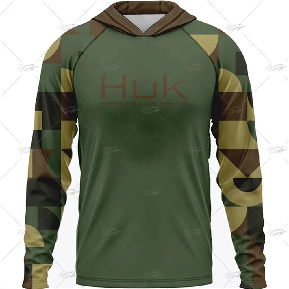 Men HUK Hoodies Fishing Shirt Camouflage Fishing Clothing Camping Hiking Sun Protection Breathable Fishing Suit Camisa De Pesca