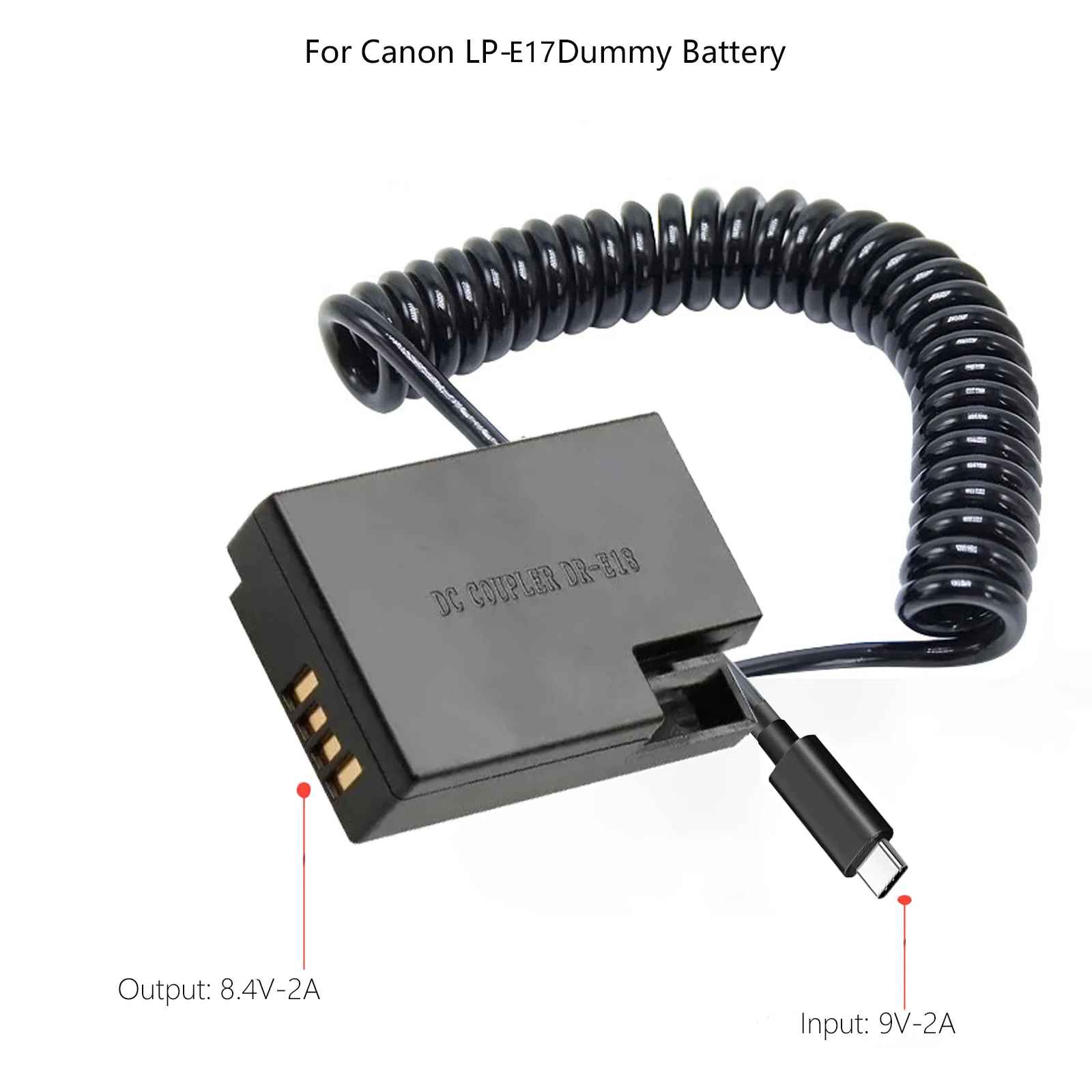 USB-C To DR-E18 LP-E17 Dummy Battery DC Power AC Adapter For Canon EOS R10 RP 200D 250D 750D 760D 77D 800D 850D 8000D