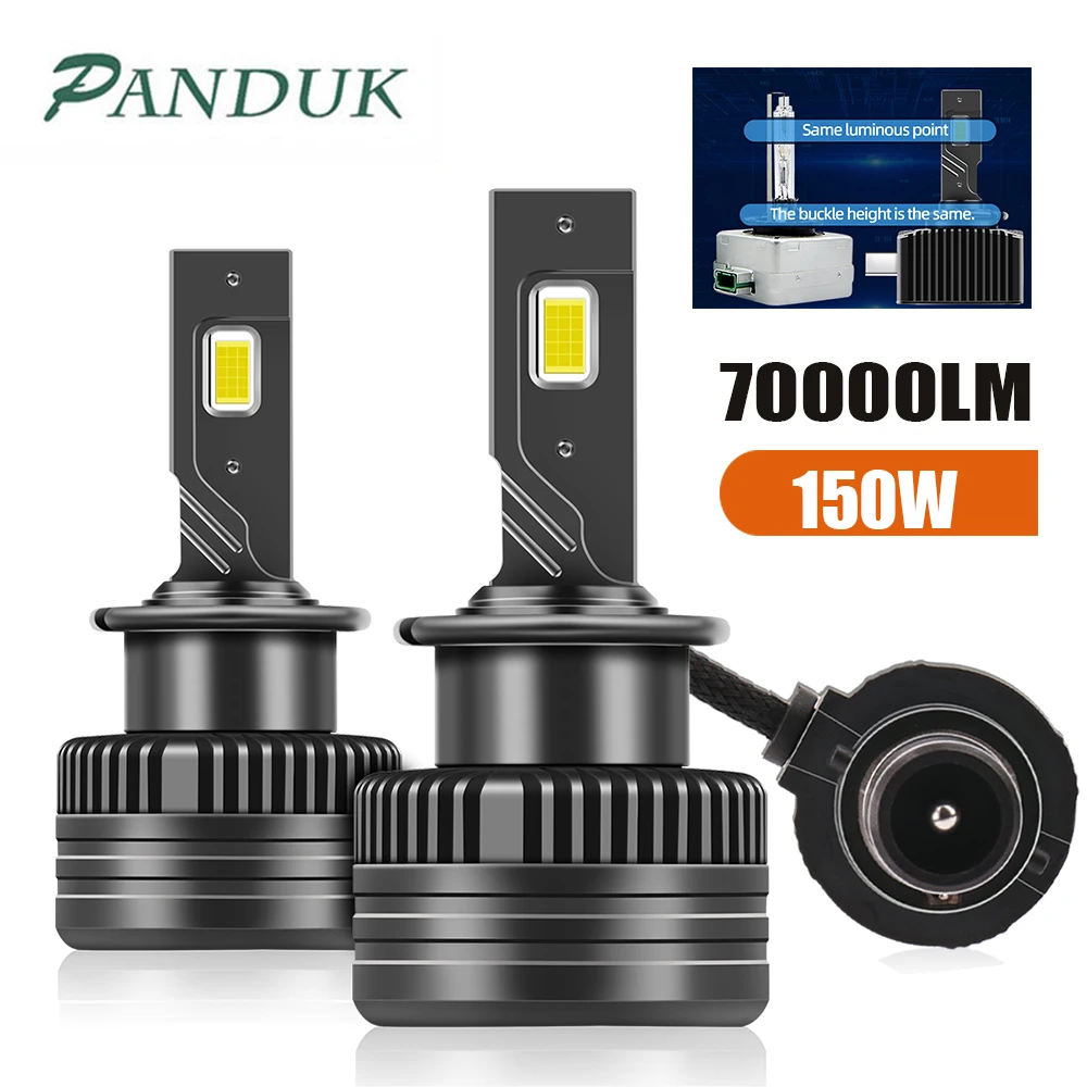 PANDUK D3S LED Headlights 70000LM 150W HID D1S D2S D4S D5S D1R D2R D3R Turbo LED Two-sided CSP Chip 6000K Plug&Play Super Bright