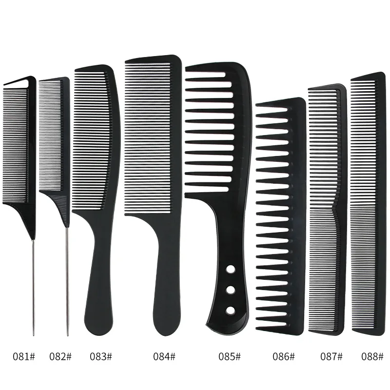 Hot Fashion Comb Black Fine-tooth Metal Pin Anti-static Hair Style Rat Tail Comb Plastic Barber Comb Hair Styling Beauty Tools