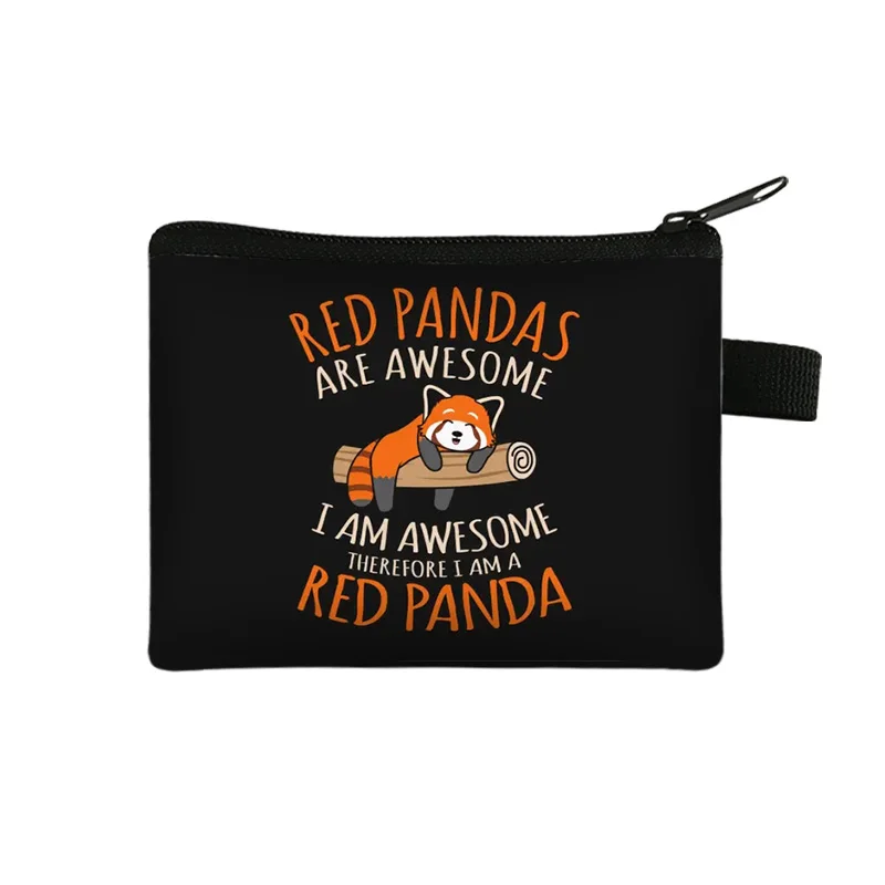 Funny Red Panda Print Coin Purse Manga Women Wallets Casual Mini Money Coin Bag ID Credit Card Key Earphones Holder Gift