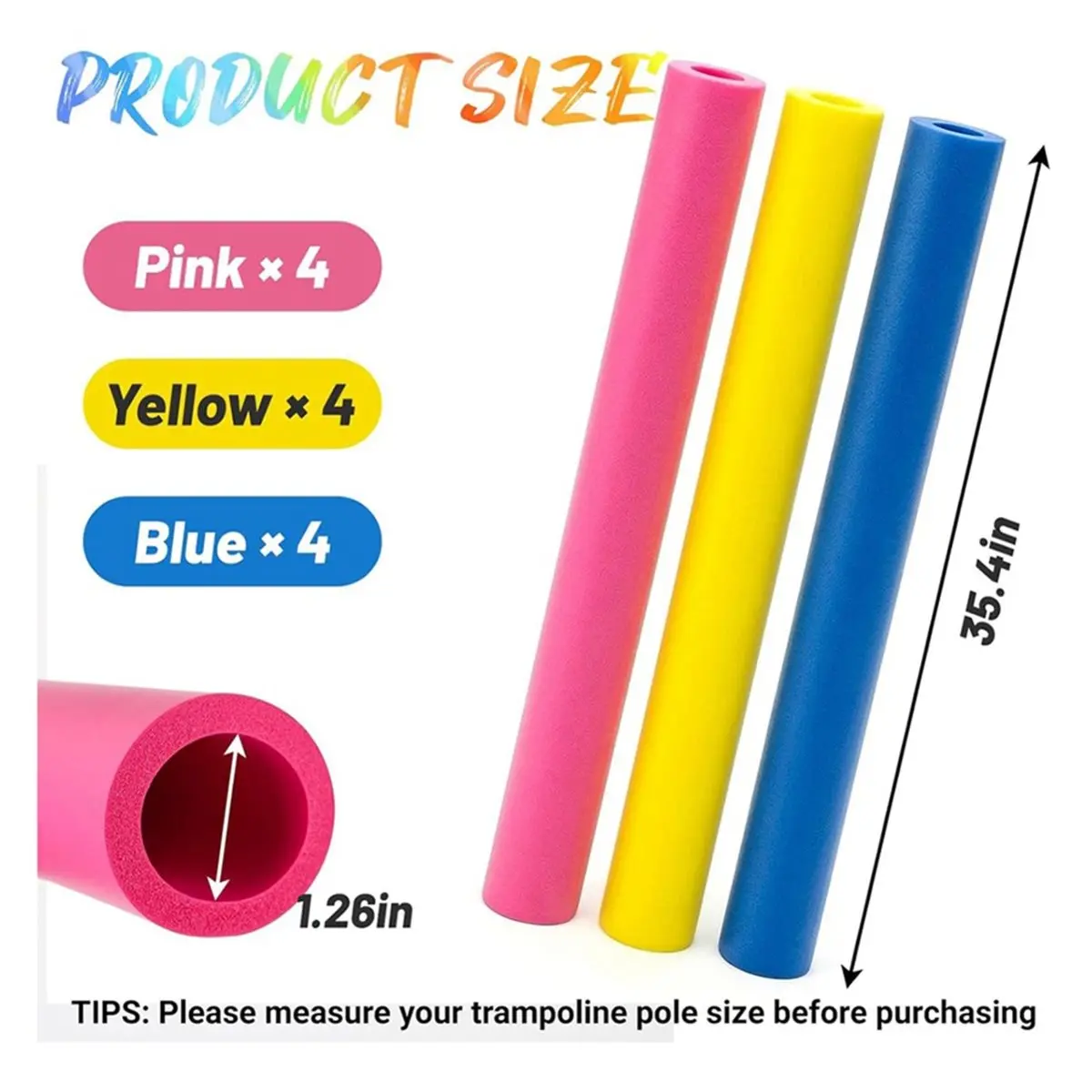 POPULAR-12PCS Rubber Trampoline Pole Foam Sleeves, Trampoline Replacement Poles, Protective Trampoline Pole Sleeves