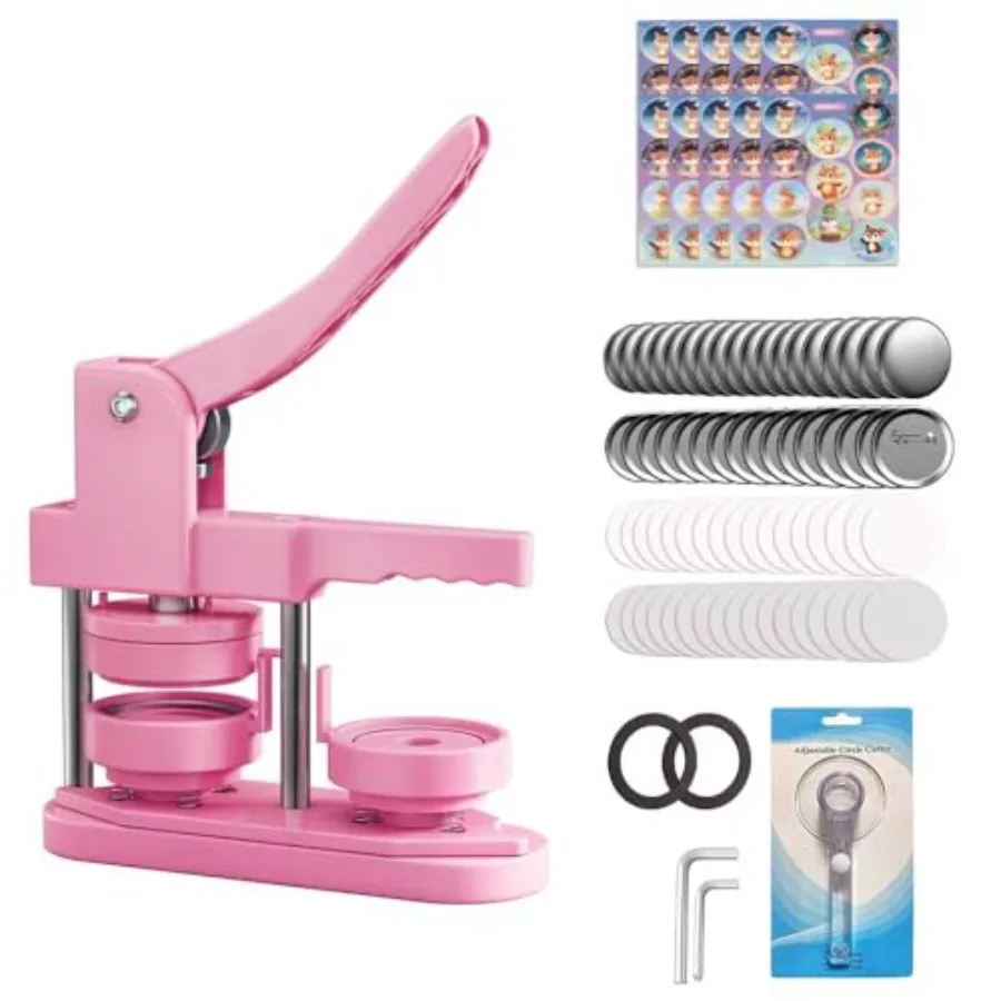

Button Maker Machine 58mm - 3 Gen Installation-Free (2.25in) DIY Badge Button Maker Press Machine Badge Punch Press with 100pcs