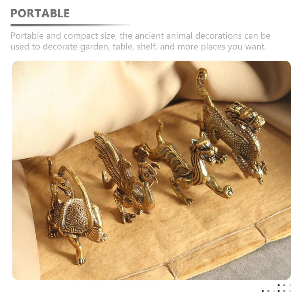 

4 Pcs Qinglong Garden Statue Statues Portable Ancient Figurines for Garden Desk Home Office Decor