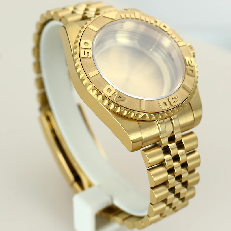 Waterproof 40mm Case Sapphire Crystal For NH35 NH36 NH34 4R36 Miyota 8215 Eta 2824 Gold Watch Case 20mm Stainless Steel Bracelet