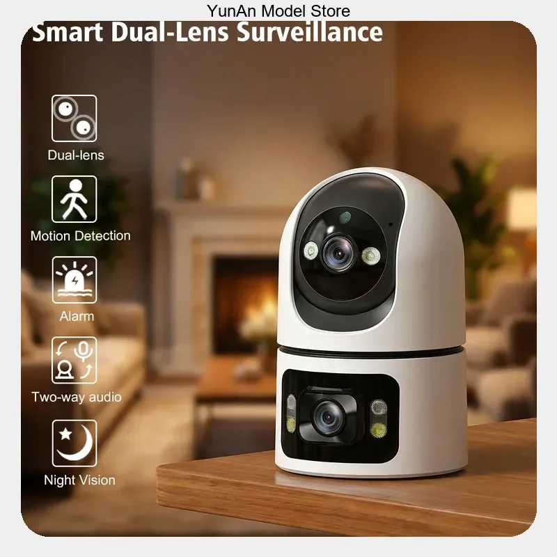 3mp Dual Screen Lens Wifi Indoor Smart Camera 2.4g Infrared Night Vision Motion Detection Auto Track Two-Way Voice Audio