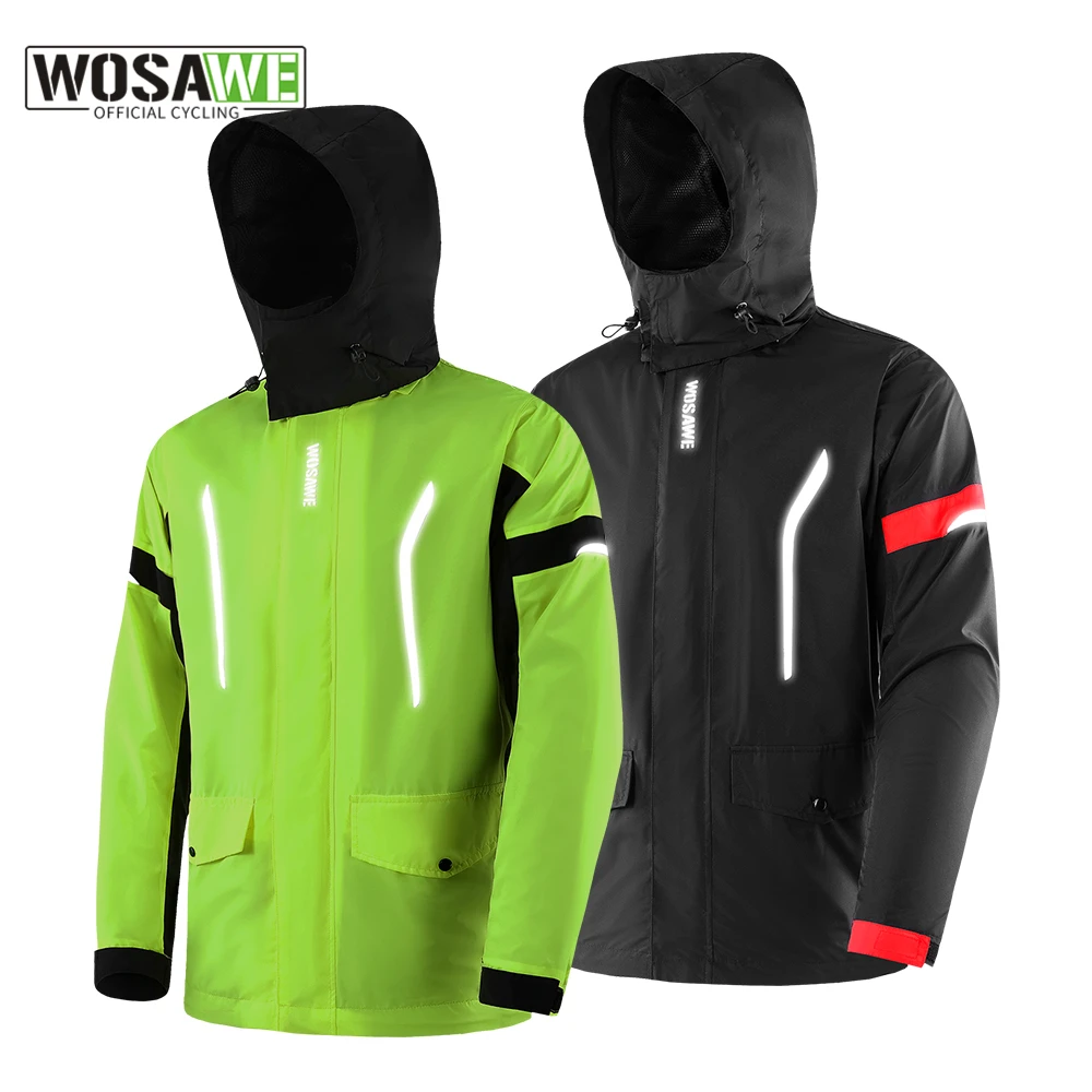 

WOSAWE Cycling Raincoat Hooded Jackets Rain Coat Waterproof Lightweight Outdoor Sports Motorcycle Camping Hiking Climbing Jacket