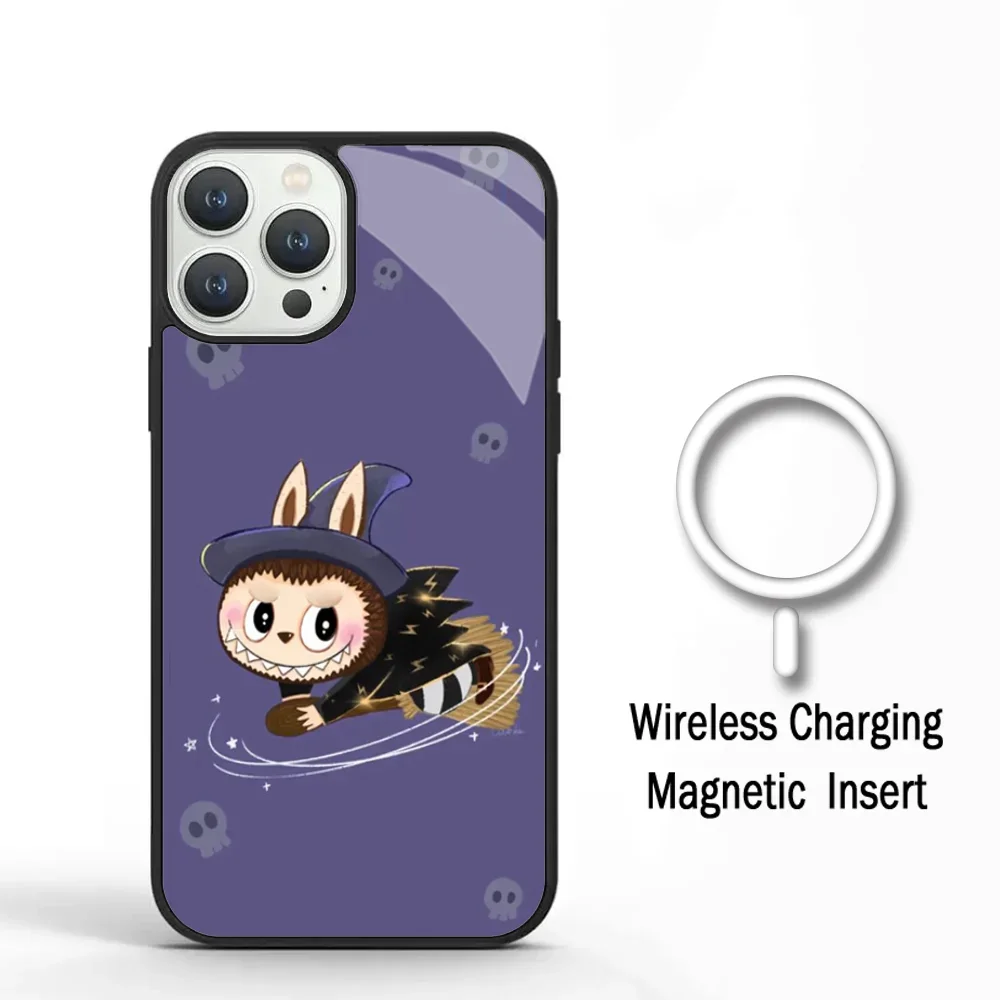 Cute Labubu Phone Case For IPhone 11 12 13 14 15 Plus Pro Max Mirror Acrylic Cover For Magsafe