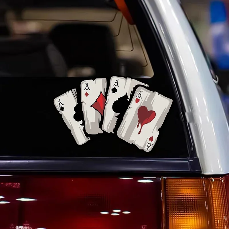 Poker Spades A Pattern Moto Stickers, Motocross Fuel Perious 73Inboulon Body, Car Windows, Funny Decoration, Playing Card Stickers