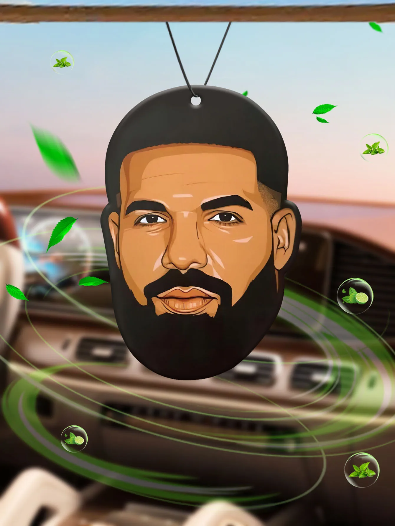 Drake Face Car Aromatherapy Tablet,Wardrobe Air Freshener,Perfume,Rearview Mirror Decoration,Car Jewelry Interior Pendant,Natural Scent Purify Air,Anime Cartoon Toilet Sachet,Bedside Pendant For Living Room Office Room