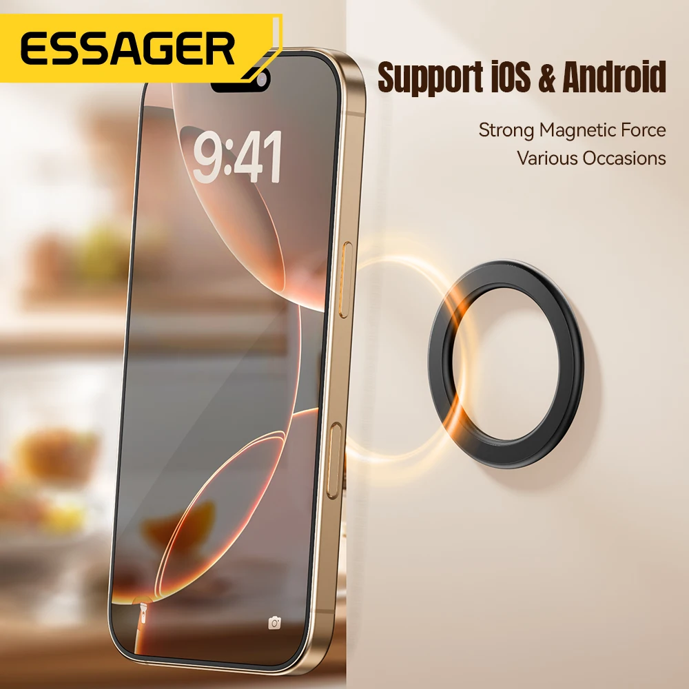 Essager حلقة معدنية مغناطيسية لهاتف آيفون 16 15 14 MagSafe مغناطيس لهواتف أندرويد لوحة ملصق خواتم لحامل شاحن لاسلكي #2