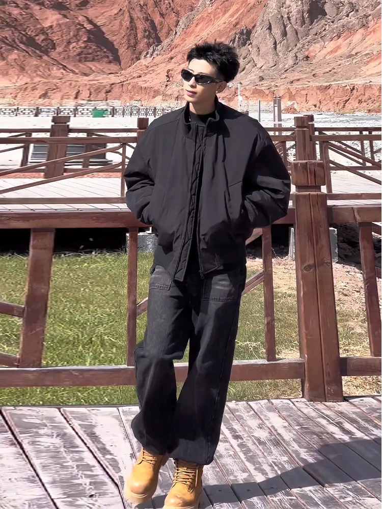 

Thiened American Bomber Pilot Jaet, хлопковое пальто, мужская широкая верхняя одежда, теплая хлопковая одежда с воротником-стойкой на осень-зиму