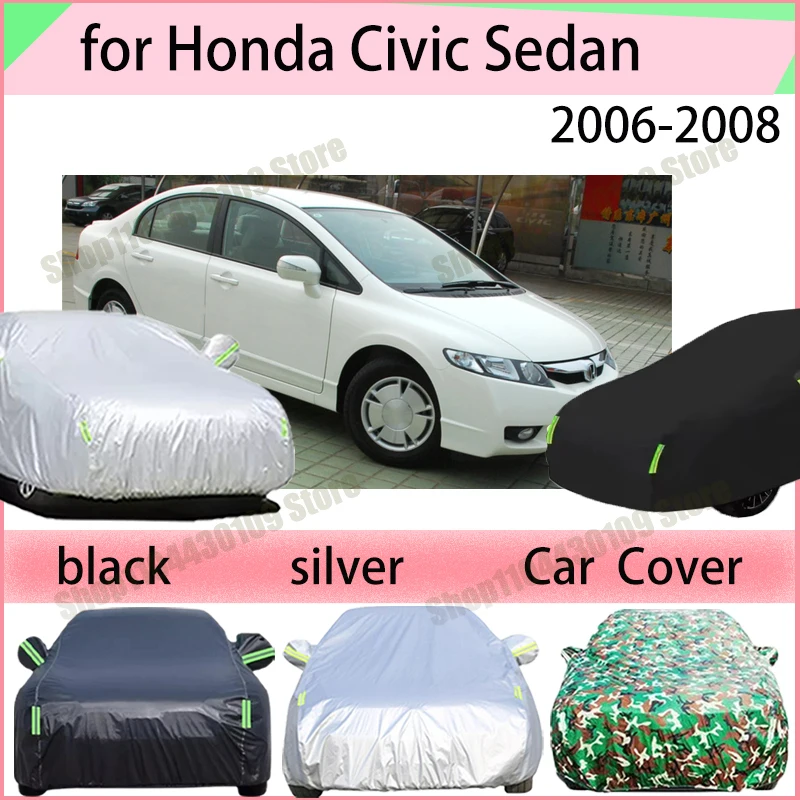 

for Honda Civic Sedan 2006-2008 210T Polyester All-Weather Outdoor Car Cover Waterproof Anti-UV Dustproof Exterior Protection