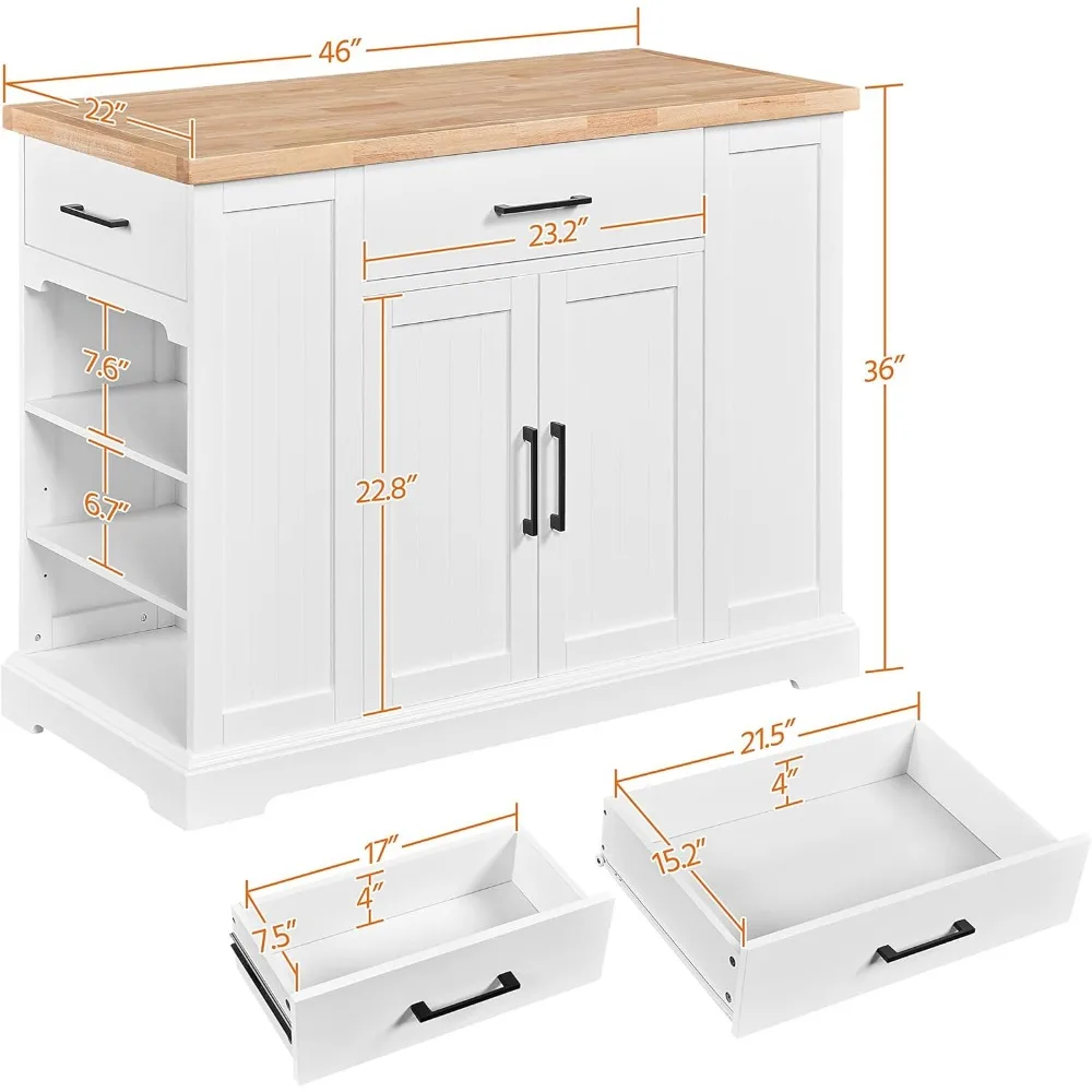 Chariot roulant d'îlot de cuisine avec 3 wers de proximité, armoire de rangement de cuisine à roulettes avec étagères ouvertes, îlots de cuisine et chariots